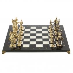 Шахматы "Богатыри" из бронзы и мрамора доска 44х44 см