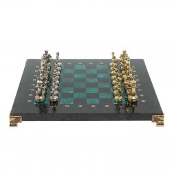 Шахматы &amp;quot;Римляне&amp;quot; фигуры золото / серебро доска 28х28 см из змеевика