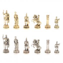 Шахматы &amp;quot;Римляне&amp;quot; фигуры золото / серебро доска 28х28 см из змеевика