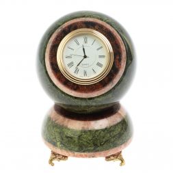 Часы шар &amp;quot;Антистресс&amp;quot; змеевик розовый мрамор 10,5 см