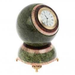 Часы шар &amp;quot;Антистресс&amp;quot; змеевик розовый мрамор 10,5 см