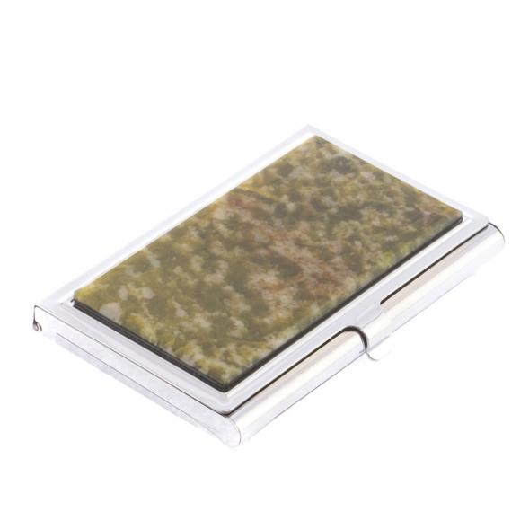 Карманная визитница из камня благородный офит цвет серебро 122432