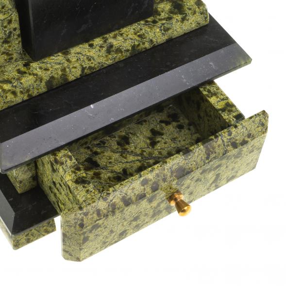 Часы со шкатулкой из натурального змеевика 112002