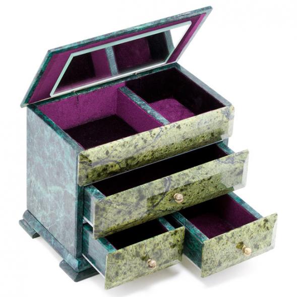 Ларец &amp;quot;Комод&amp;quot; с крышкой змеевик 21x30x17 см 112113