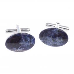 Запонки камень содалит овальные