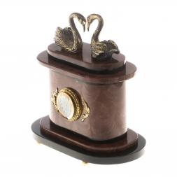 Часы &amp;quot;Пара лебедей&amp;quot; бронза лемезит