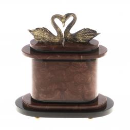 Часы &amp;quot;Пара лебедей&amp;quot; бронза лемезит