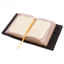 Ежедневник &amp;quot;Лев&amp;quot; А6 обложка из черной кожи кожи Златоуст