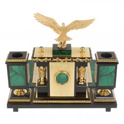 Письменный набор &amp;quot;Горный орел&amp;quot; из малахита Златоуст