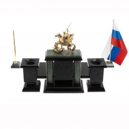 Настольный набор &amp;quot;Георгий Победоносец&amp;quot; офиокальцит