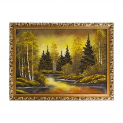 Картина из каменной крошки &amp;quot;Осень янтарная&amp;quot; багет 58х78 см