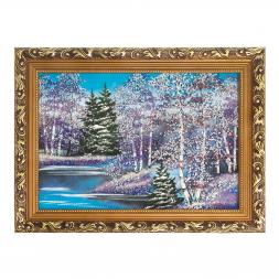 Картина "Зимний пейзаж" багет 41х31 см, каменная крошка