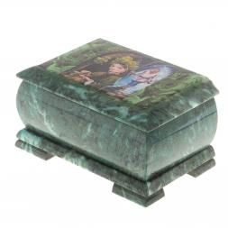 Шкатулка &amp;quot;Хозяйка медной горы и Данила мастер&amp;quot; змеевик 20х12,5х10,3 см