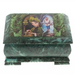 Шкатулка &amp;quot;Хозяйка медной горы и Данила мастер&amp;quot; змеевик 20х12,5х10,3 см