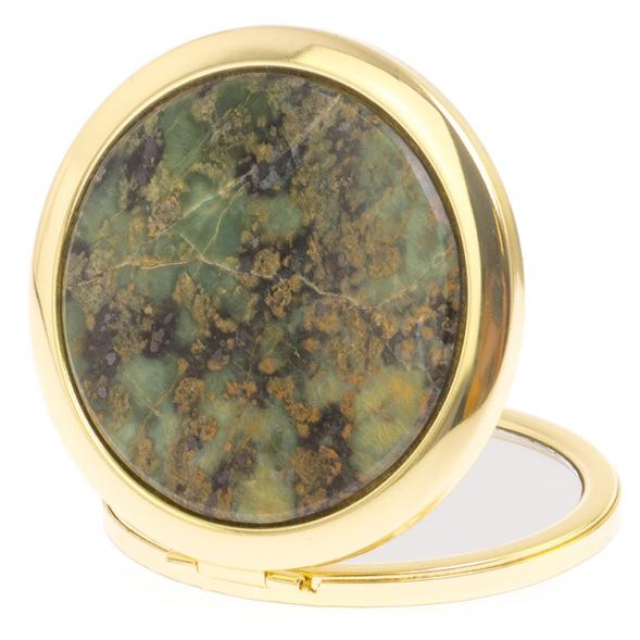 Карманное зеркальце из камня офит цвет золото 126161