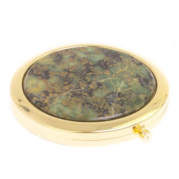 Карманное зеркальце из камня офит цвет золото 126161