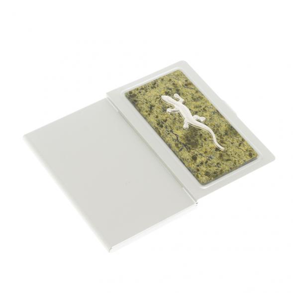 Карманная визитница со змеевиком и ящерицей цвет серебро 127240