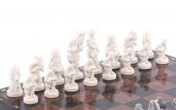 Настольные шахматы &amp;quot;Средневековье&amp;quot; камень лемезит и змеевик 40х40 см