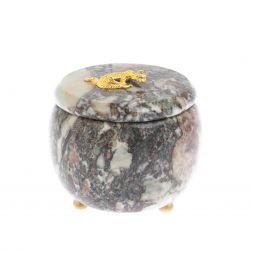 Шкатулка круглая &amp;quot;Ящерица&amp;quot; камень креноид 8х8х7,5 см