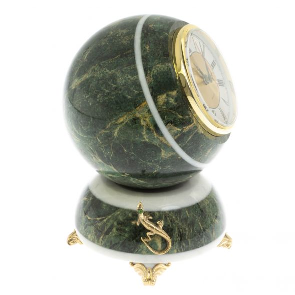 Настольные часы &amp;quot;Антистресс&amp;quot; с ящерицей из змеевика 13,5 см 129168