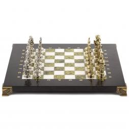 Шахматы сувенирные "Рыцари" доска 28х28 см змеевик мрамор