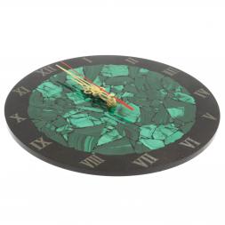 Настенные часы &amp;quot;Мозаика&amp;quot; из малахита и долерита 24х3,5х24 см