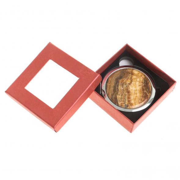 Зеркало круглое из камня оникс цвет серебро 122785