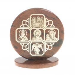 Икона настольная &amp;quot;Иконостас&amp;quot; камень обсидиан 6х2,5х6,5 см