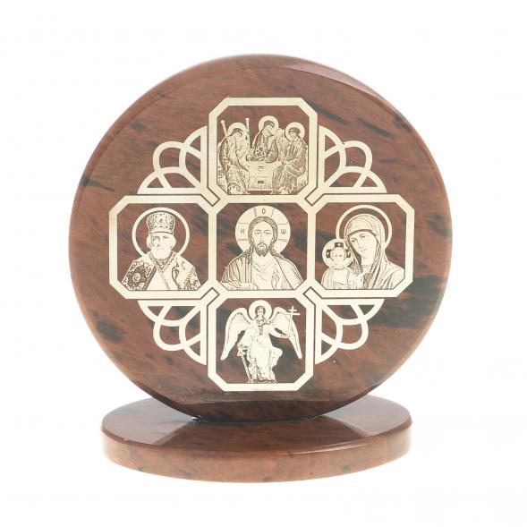 Икона настольная &amp;quot;Иконостас&amp;quot; камень обсидиан 6х2,5х6,5 см 123022