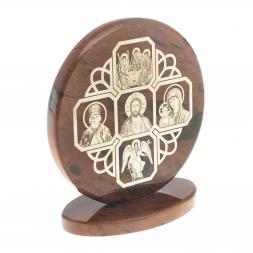 Икона настольная &amp;quot;Иконостас&amp;quot; камень обсидиан 6х2,5х6,5 см