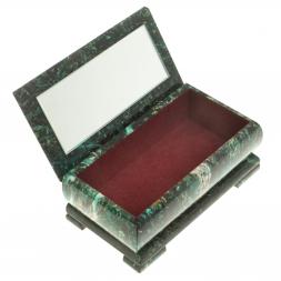 Шкатулка с иллюстрацией &amp;quot;Медведь в горах&amp;quot; камень змеевик 17,5х9,5х7,5 см