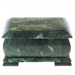 Шкатулка с иллюстрацией малахит камень змеевик 20х12,5х10,3 см