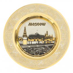 Тарелка с гравюрой "Москва" 12 см в подарочной упаковке Златоуст