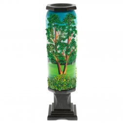 Ваза &amp;quot;Летний пейзаж&amp;quot;  из черного змеевика 8х8х29 см