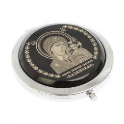 Зеркало с иконой &amp;quot;Казанская&amp;quot; из черного обсидиана