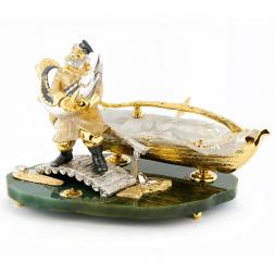 Икорница &amp;quot;Дед с осетром&amp;quot; камень нефрит