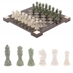 Шахматы с гравировкой &amp;quot;Турнирные&amp;quot; доска 36х36 см змеевик, мрамор