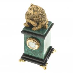 Настольные часы &amp;quot;Медведь сидит&amp;quot; змеевик