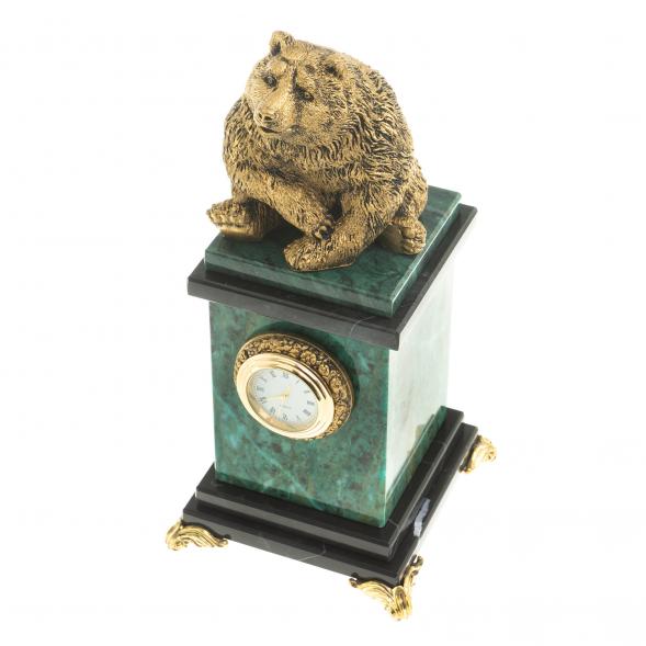 Настольные часы &amp;quot;Медведь сидит&amp;quot; змеевик 117533