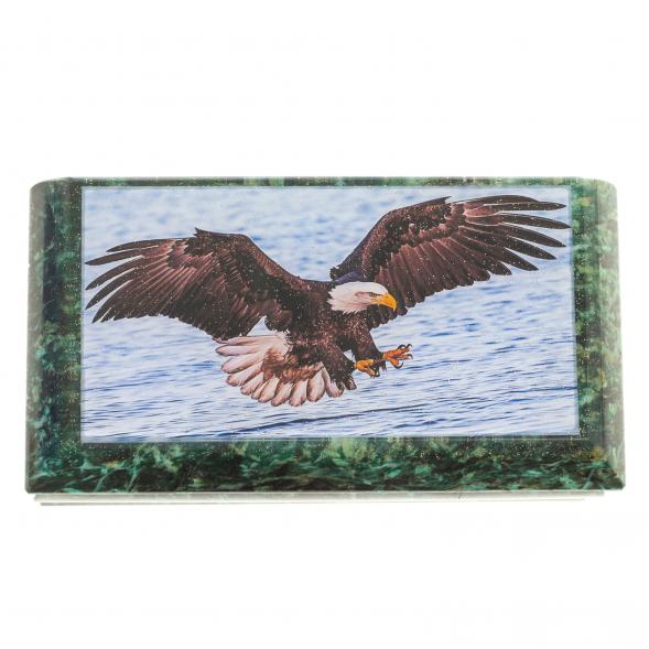 Шкатулка с иллюстрацией &amp;quot;Парящий орел&amp;quot; камень змеевик 17,5х9,5х7,5 см 124030