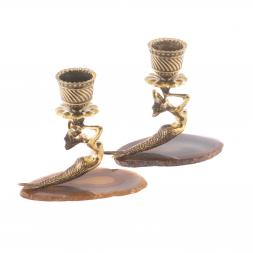 Подсвечник &amp;quot;Русалка&amp;quot; бронза камень агат