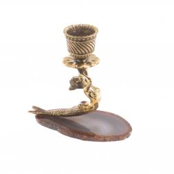 Подсвечник &amp;quot;Русалка&amp;quot; бронза камень агат