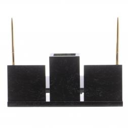 Письменный набор с часами  "Офисный" камень змеевик