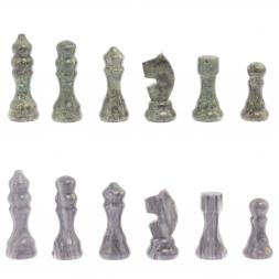 Шахматы с гравировкой &amp;quot;Турнирные&amp;quot; доска 36х36 см серый мрамор, змеевик