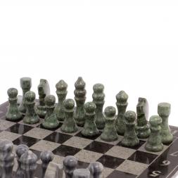 Шахматы с гравировкой &amp;quot;Турнирные&amp;quot; доска 36х36 см серый мрамор, змеевик