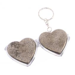 Складное зеркало брелок из камня пирит Сердце