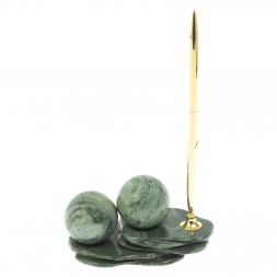 Композиция &amp;quot;Два шара&amp;quot; из офиокальцита с ручкой