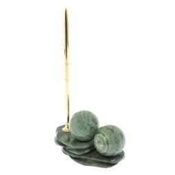 Композиция &amp;quot;Два шара&amp;quot; из офиокальцита с ручкой