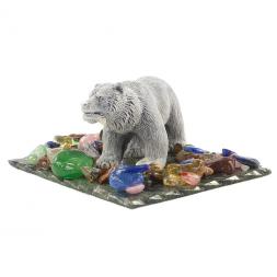 Сувенир "Медведь с рыбой" из мрамолита