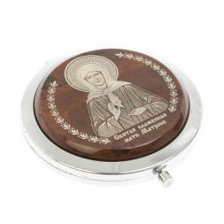 Зеркало с иконой &amp;quot;Св. Матрона&amp;quot; из коричневого обсидиана